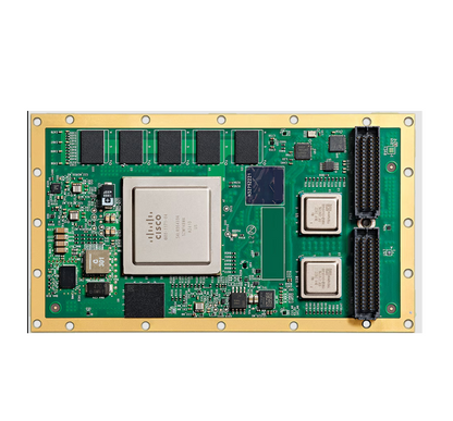 Cisco ess-9300-8x16t-w-a catalyst ess9300 xmc+ switch circuit board with green pcb and silver central processor chip