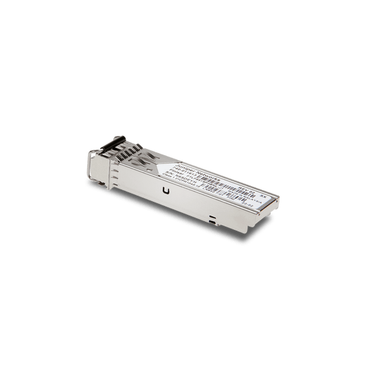 Juniper EX-SFP-1GE-LX40K SFP transceiver module with silver fiber optic and black label
