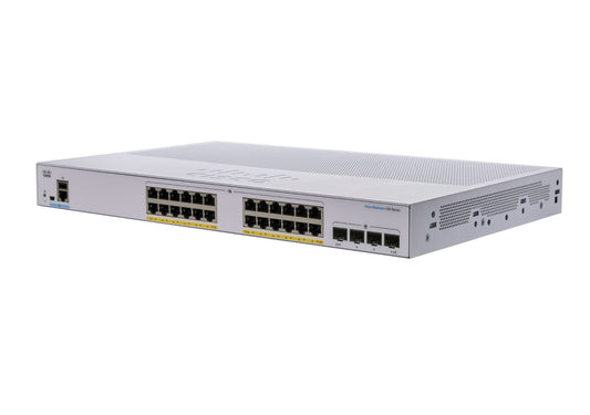 Cisco CBS350-24P-4G-AU | 24x 1G PoE+ (802.3at), 4x 1G SFP uplinks, Smart Managed L2/L3 static