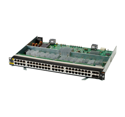 Aruba R0X41A 48-port 1/2.5/5GbE PoE++ switch with green PCB and black housing