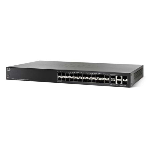 Cisco SG350-28SFP-K9-AU | 28x 1G SFP fiber, uplinks: 0x dedicated (all 1G SFP), L2+/static routing, license-free