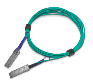 NVIDIA 980-9I13Y-00E030 100G QSFP28 AOC teal cable with gray connectors