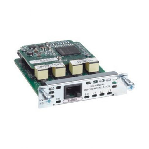 Cisco HWIC-4SHDSL-E module with green circuit board and black housing