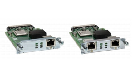 Cisco NIM-2BRI-NT/TE with 2x ISDN BRI S/T ports and green circuit board