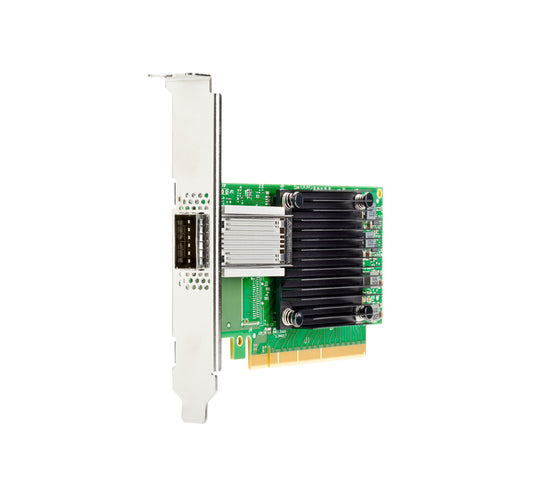 HPE P31246-B21 100GbE QSFP28 PCIe 3.0 x16 network card with green PCB and black heatsinks