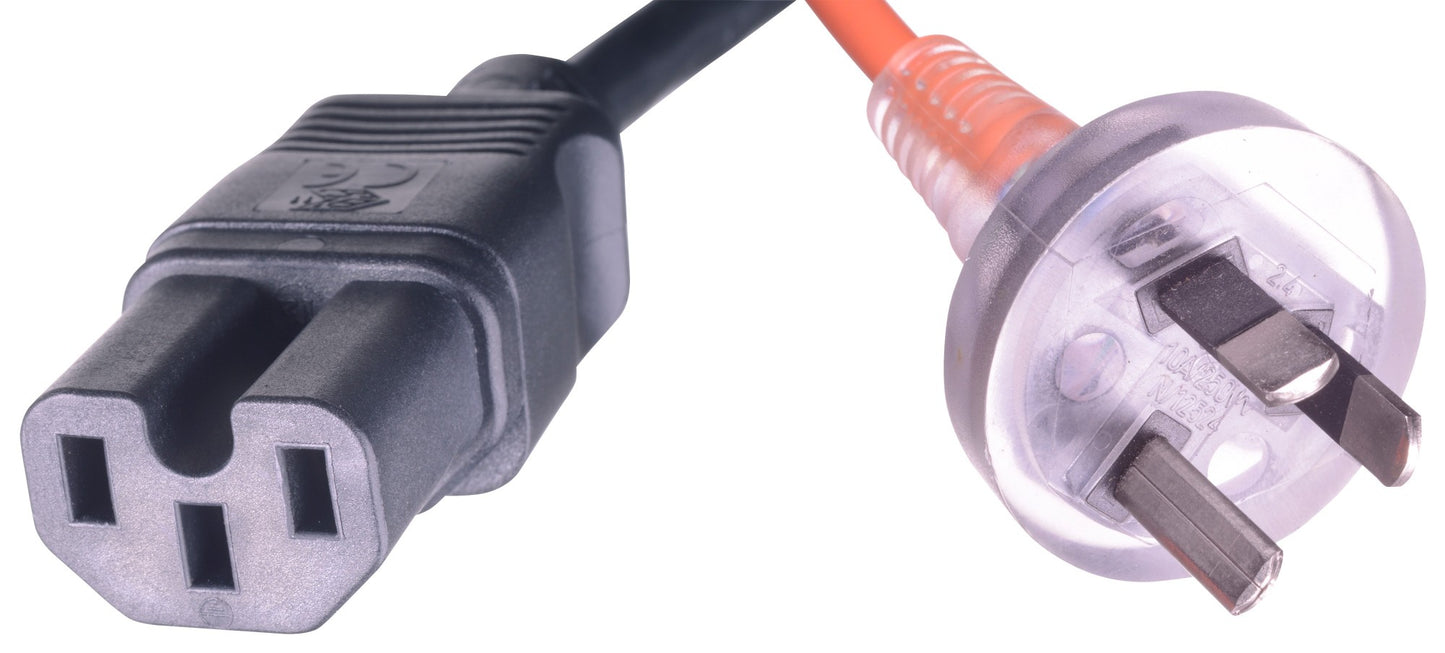 HPE J9941A black orange 2.5m power cord with IEC C15 to AS/NZS 3112 connector