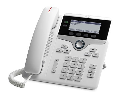 Cisco CP-7821-W-K9 | White 2-line IP deskphone, 3.5in mono LCD, 2x10/100 switch, PoE Class 1, RJ-9/EHS, CUCM SIP/SCCP