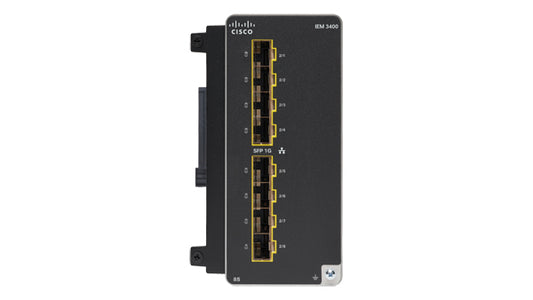 Cisco IEM-3400-8S switch with 8x 1G SFP yellow ports