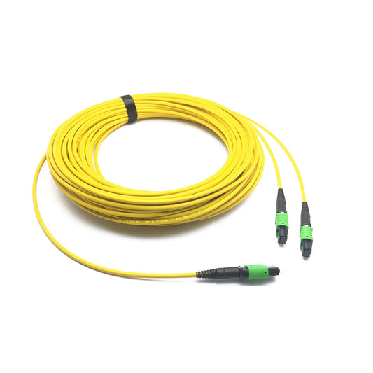 NVIDIA 980-9I56P-00N020 20m MPO-12 yellow fiber optic cable coiled neatly