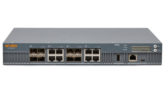Aruba JW686A | WLAN controller | 8 Gbps throughput | 1/10GbE SFP+ uplinks | 1GbE LAN | ArubaOS 8 | RW region