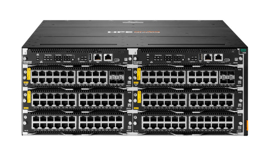 Aruba S0U59A | 6-slot modular chassis | line cards: 1G access, PoE+ | uplinks via 1/10G SFP+ modules | AOS-CX