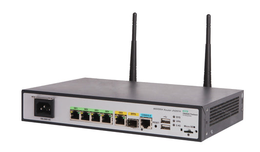HPE JH297A | 1x 1GbE SFP, 2x GbE WAN, 4x GbE LAN, 802.11n Wi‑Fi (2.4 GHz), Comware v7, IPsec VPN, SD‑WAN ready, no integrated LTE