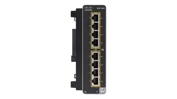 Cisco IEM-3300-8P 8-port PoE+ switch with gold connectors