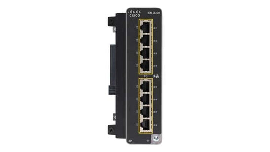 Cisco IEM-3300-8P 8-port PoE+ switch with gold connectors