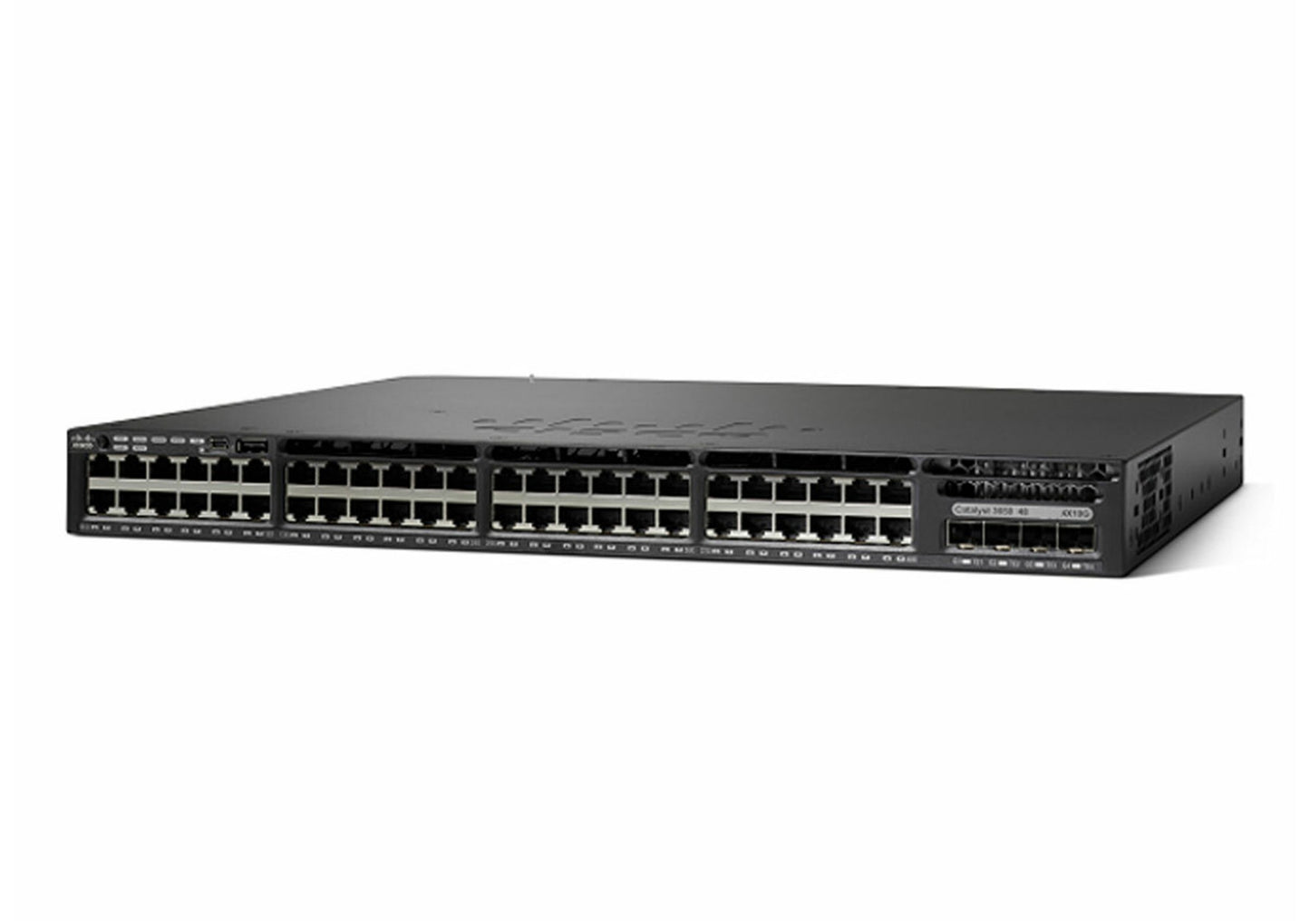 Cisco WS-C3650-48FD-L switch with 48 PoE+ ports and 2x10G SFP+ uplinks