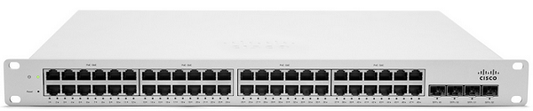 Meraki MS220-48FP-HW | 48x 1G PoE+ (740W), 4x 1G SFP uplinks, L2 cloud-managed, Enterprise license