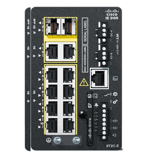 Cisco IE-3105-8T2C-E | 8x 1G copper, no PoE, 2x 1G combo uplinks, Network Essentials
