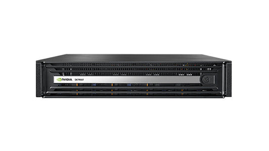 Black NVIDIA DGX-1 AI supercomputer with 8x IB + 8x Ethernet ports