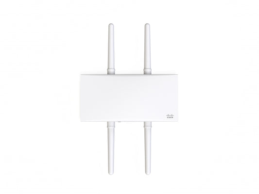 Meraki MR76-HW | Outdoor AP | Wi-Fi 6 (802.11ax) | Dual-band 2.4/5 GHz | 2x2:2 | 1.7 Gbps aggregate | PoE 802.3af | IP67 | External N-type antennas