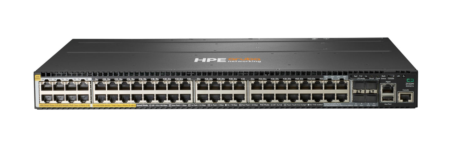 Aruba R0M67A switch with 8x 10G PoE++ ports and 2x 40G uplinks