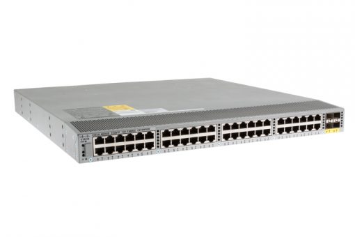 Cisco N2K-C2248TP-1GE silver switch with 48 ports and yellow label