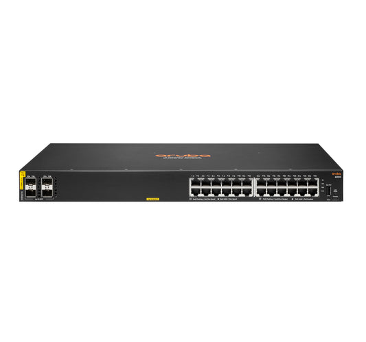 Aruba R8N87A#AKM | 24x 1G RJ45 PoE+ (Class 4, 370W) | 4x 1G SFP uplinks | L2/L3 static IPv4/IPv6 | Central-ready (subscription optional)