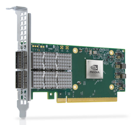 Nvidia Quadro RTX 4000 GPU with green PCB, silver bracket, gold PCIe, 100GbE QSFP28 PCIe Gen4