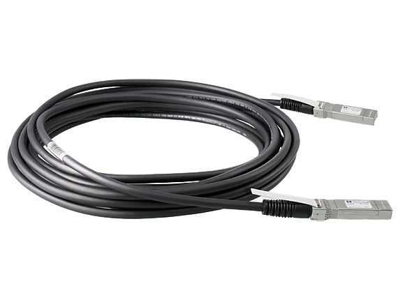 Aruba JW102A 10Gbps SFP+ copper DAC cable, 3m black fiber optic with silver connectors