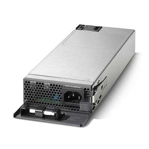 Cisco PWR-C2-250WAC 250W AC PSU with silver body and black accents