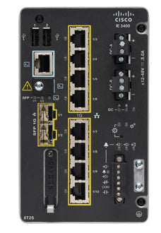 Cisco IE-3400-8T2S-A | Industrial L2 switch | 8x 1G RJ45, 2x 1G SFP uplinks | no PoE | modular | license: NA