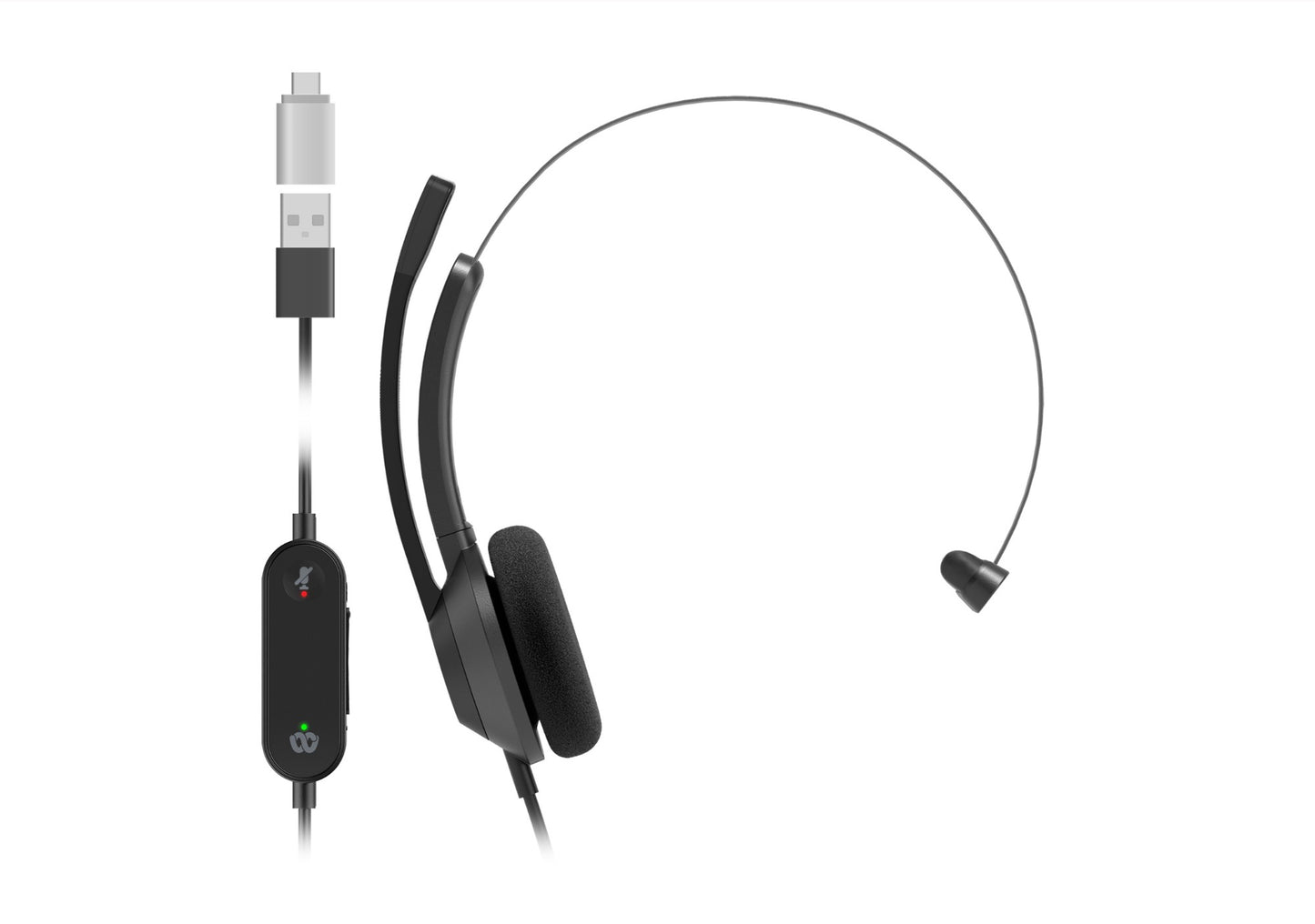 Cisco HS-W-321-C-USBC | Wired mono on-ear | USB-C | Webex inline controller | Noise-canceling boom mic | Plug-and-play