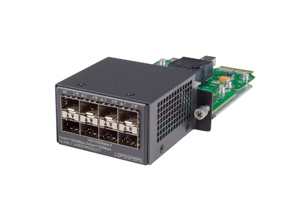 HPE JG313A 8x 1G RJ-45 expansion module with black switch and green PCB
