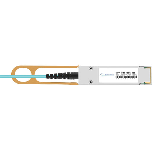 Cisco QSFP-4X10G-AOC1M | 40G→4x10G breakout | QSFP+ to 4x SFP+ | Active Optical Cable (AOC) | 40GBASE-SR4→10GBASE-SR | 850 nm MMF | Reach 1 m | Connector: QSFP+↔4x SFP+