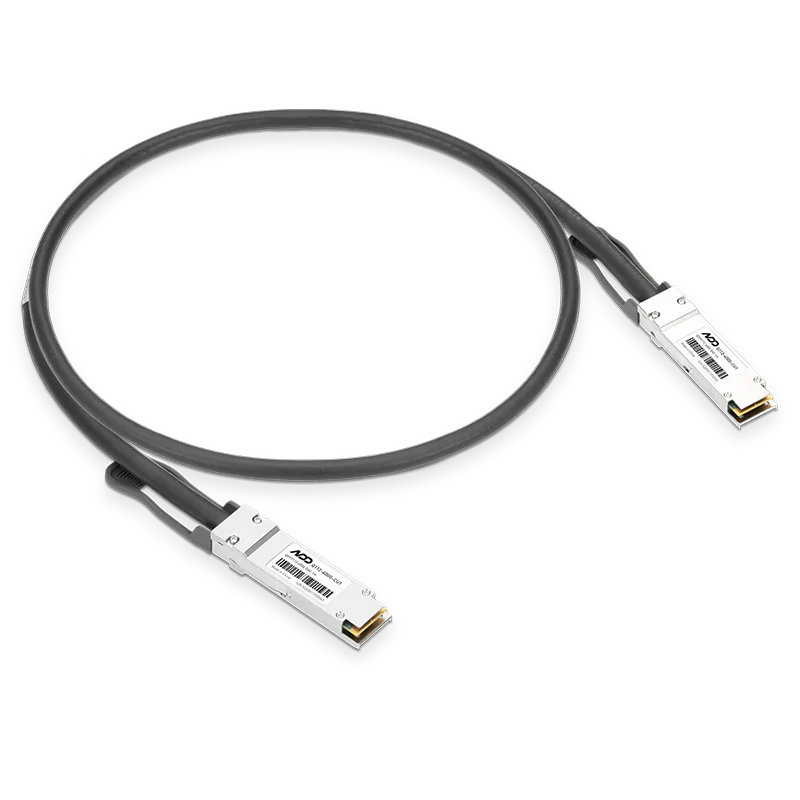NVIDIA Q112-400G-CU0-5 400G QSFP112 DAC with black AOC SFP+ fiber optic cable