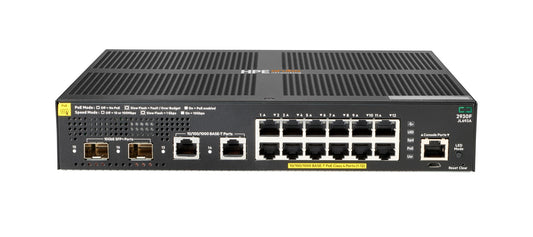 Aruba JL693A | 12x 1G PoE+ access, 2x 1G RJ45 + 2x 10G SFP+ uplinks | L2+/static L3, ACLs, VSF stacking | License: base included