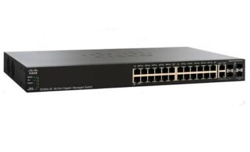Cisco SG350-28-K9 24-port L2/L3 switch with 1G ports and SFP uplinks