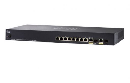 Cisco SG355-10P-K9 black switch with 8 PoE+ ports and 2 SFP combo