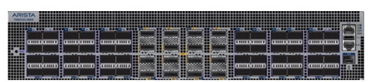 Arista dcs-7060cx5-56d8-f network switch with black chassis and multiple ports for 100g and 400g connectivity