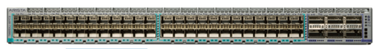 Gray and teal arista dcs-7060sx2-48yc6-f 7060x 48-port 25g sfp28 switch with 6x 100g qsfp28 ports arranged in rows