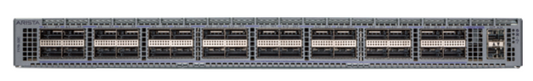 Gray arista dcs-7170-32c-f 32-port 100g network switch with ventilation slots and multiple ports on the front panel