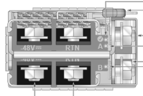 Black and white schematic of arista pwr-d2-3041-dc-blue 3kw dc power supply electrical panel with labeled components