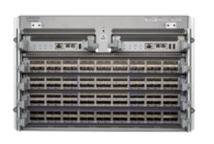 Gray metal Arista DCS-7504R-FM fabric module back with multiple ports and ventilation slots for 7504 chassis