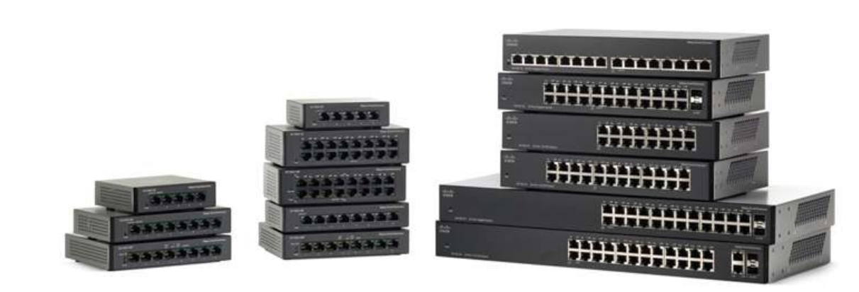 Cisco SF100D-16P-AU 16-port PoE switch with sleek black design