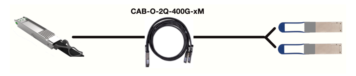 Arista CAB-D-2Q-400G-2.5 | 400G DAC breakout | QSFP-DD→2×200G QSFP56 | 400GBASE-CR8/200GBASE-CR4 | passive twinax | 2.5m reach | connectors: QSFP-DD to 2×QSFP56