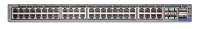 Gray metal arista ccs-720xp-48zc2-2f 48-port multigig poe+ switch with colorful led indicator panel and multiple ports