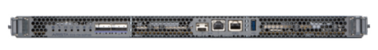 Gray metal back side of arista ccs-750-sup100 supervisor module with multiple 40/100g qsfp uplink ports and ventilation grilles