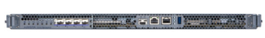 Gray metal arista ccs-750-sup25 server rack back with multiple 10/25g sfp+ uplink ports and ventilation slots