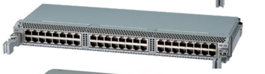 Gray metal arista ccs-750x-48zxp-lc 48-port multi-gig poe+ hot-swappable switch with three rows of ethernet ports