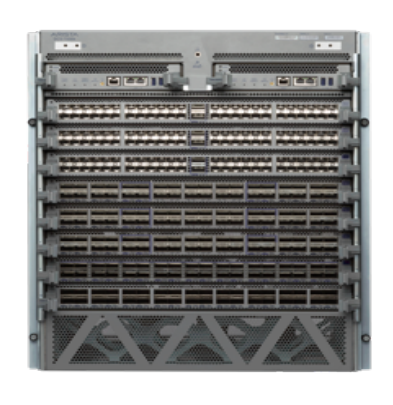 Gray metal arista dcs-7508r3-fm 7500r3 fabric module with multiple horizontal slots for network equipment