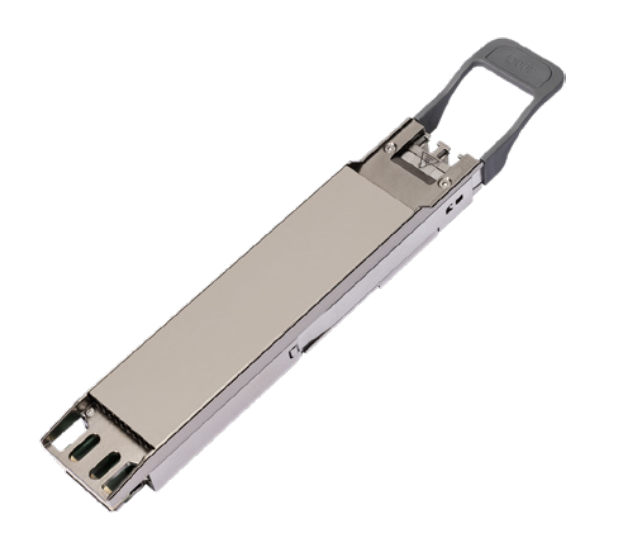 Silver-colored cisco dp08sfp8-zrb-a2 800g zr plus openroadm osfp dco transceiver with gray plastic latch